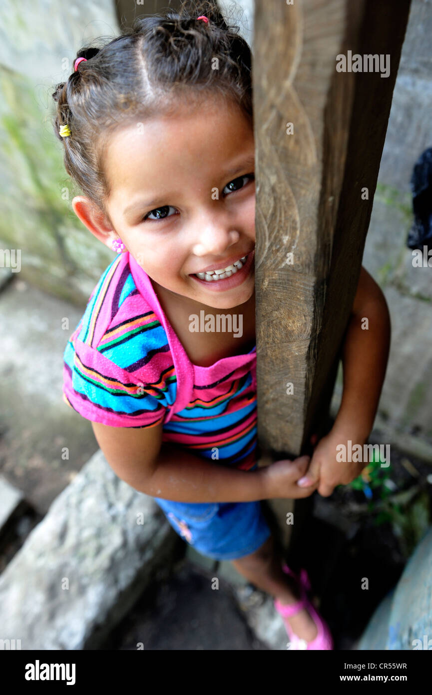 Smiling girl, community of Cerro Verde, El Salvador, Central America, Latin America Stock Photo