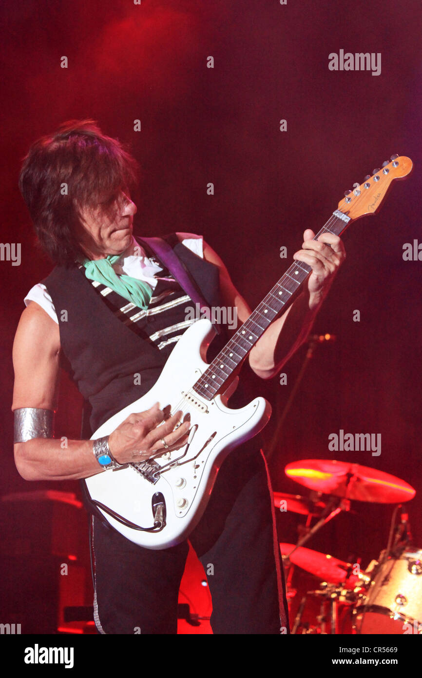 British Rock guitar player Jeff Beck performing, Alter Schlachthof venue, Dresden, Saxony, Germany, Europe Stock Photo