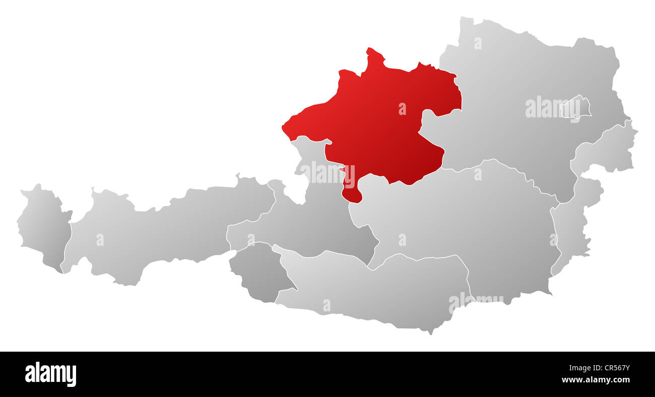 Political map of Austria with the several states where Upper Austria is ...