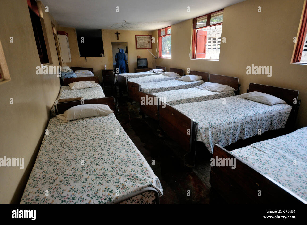 Dormitory of a retirement home run by nuns, Port-au-Prince, Haiti, Caribbean, Central America Stock Photo