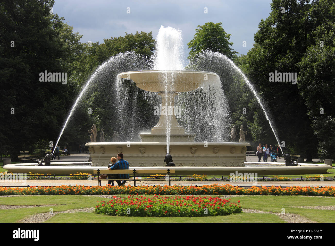 Fountain in the Saxon Garden, Warsaw, Mazovia, Poland, Europe Stock Photo