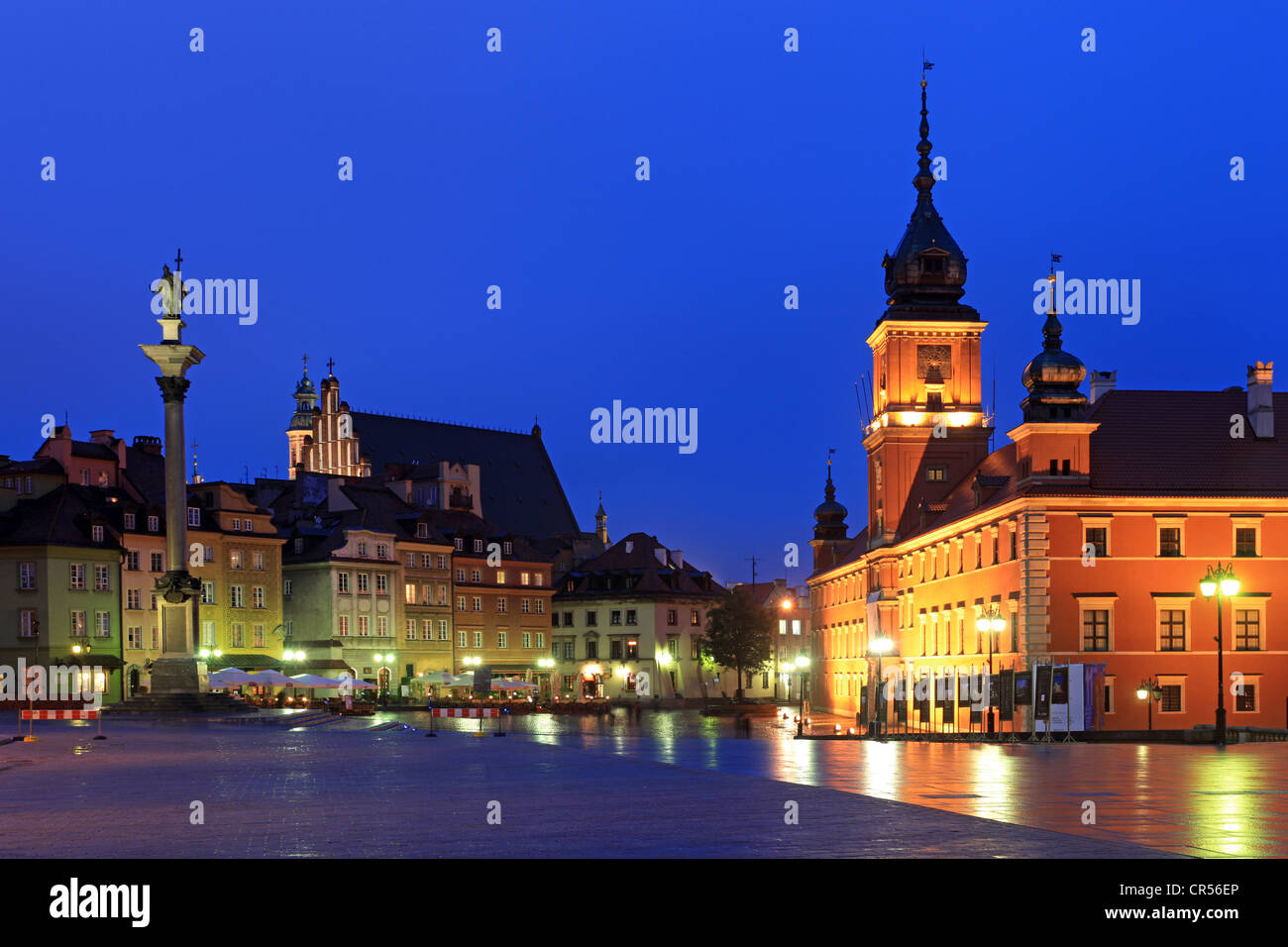 Royal Castle, Castle square, twilight, Warsaw, Mazovia, Poland, Europe Stock Photo