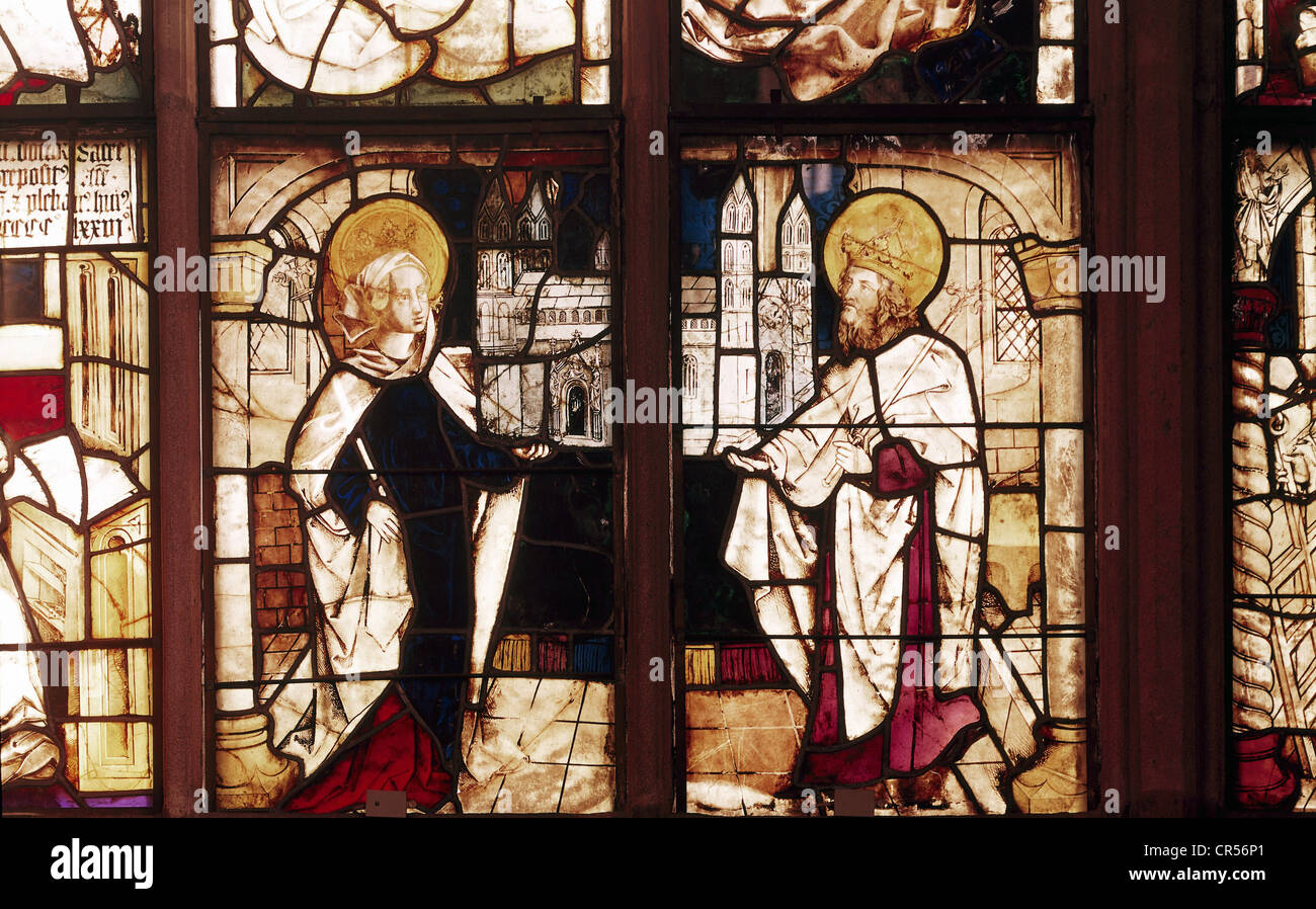 Henry II 'the Saint', 6.5.973 - 13.7.1024, Holy Roman Emperor  14.2.1014 - 13.7.1024, with wife empress Kunigunde, detail of Knorr window, Lorenz church, Nuremberg, Stock Photo