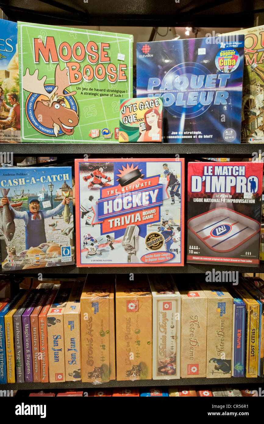 Canada, Quebec Province, Montreal, Plateau Mont Royal District, Rue Saint Denis, Valet d'Cœur Shop selling local games Stock Photo