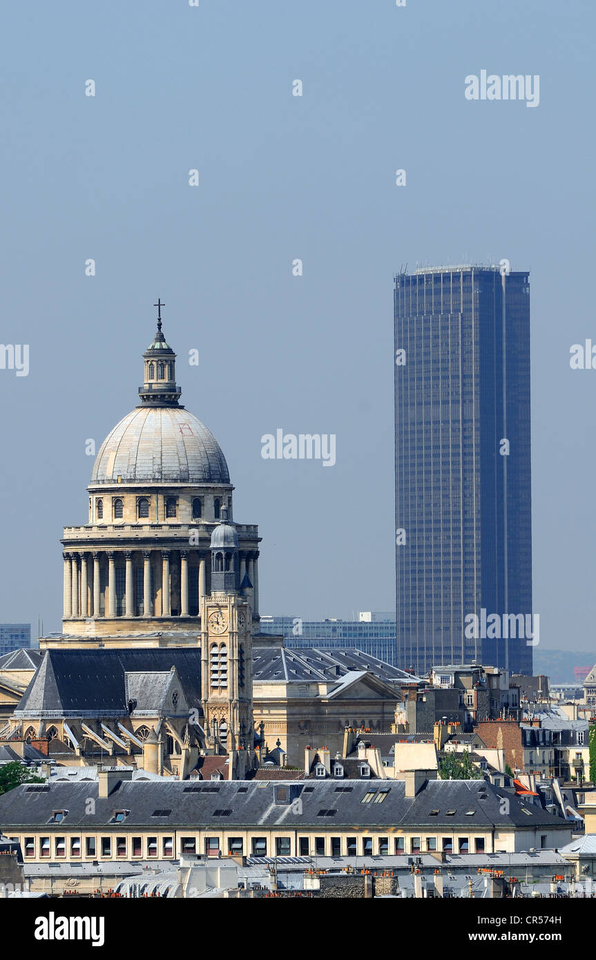 France, Paris, the Pantheon and the Montparnasse Tower Stock Photo