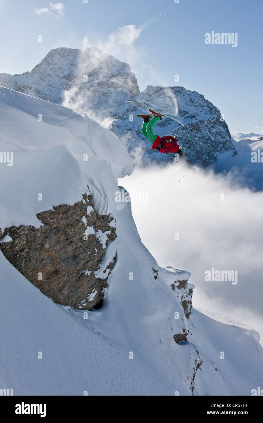 Skier jumping over a rock hi-res stock photography and images - Alamy