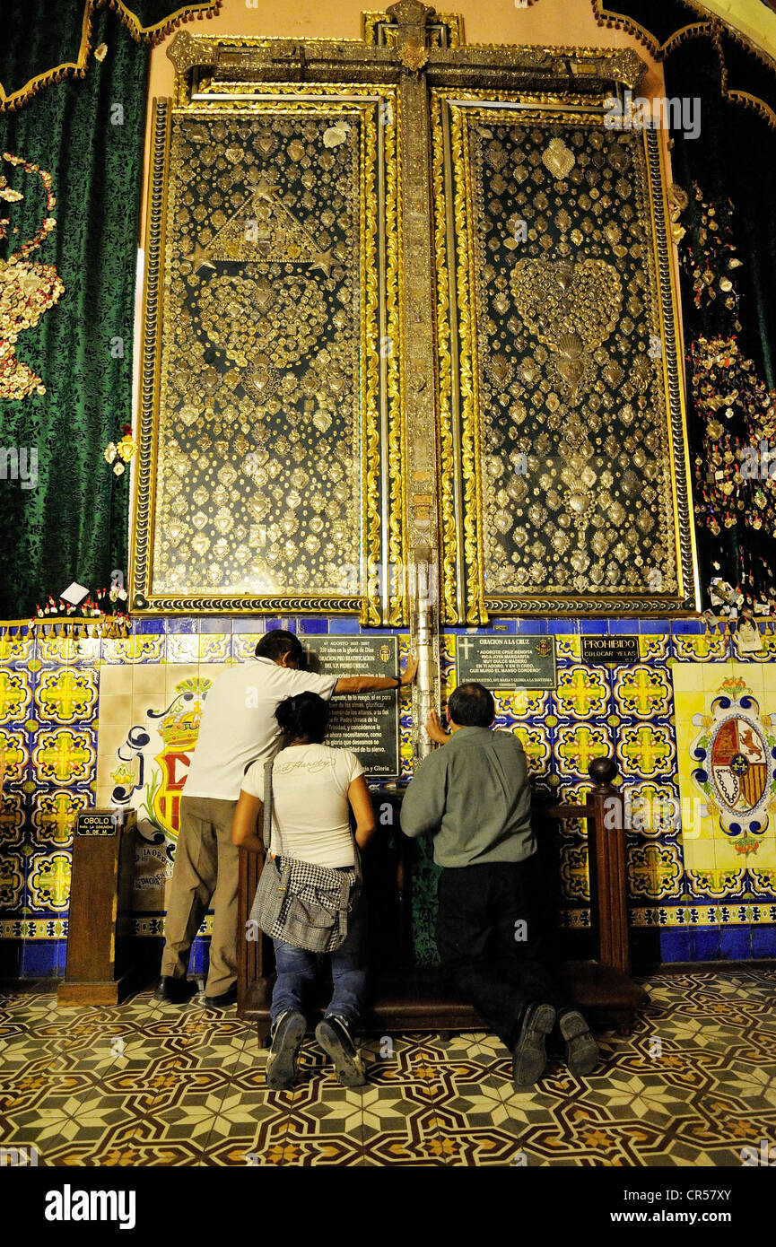 Believers praying for the recovery of family members, votive tablets, Iglesia de la Merced church, Lima Stock Photo