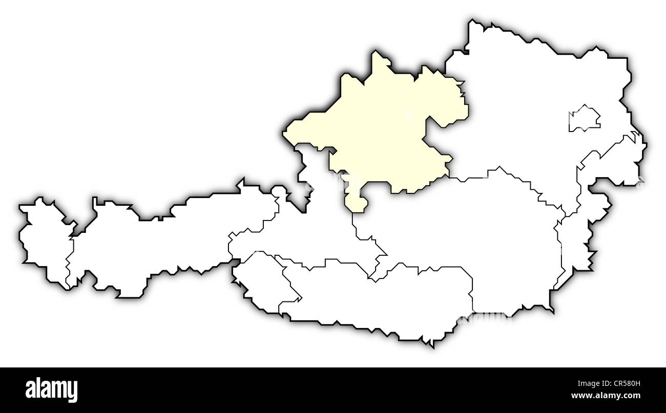 Political map of Austria with the several states where Upper Austria is