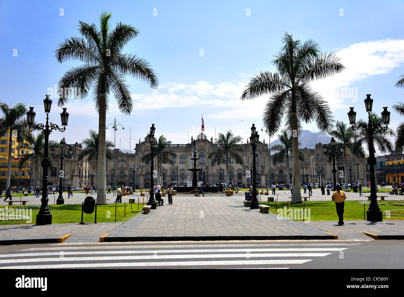 Government Palace at the Plaza Mayor or Plaza de Armas, Lima, UNESCO World Heritage Site, Peru, South America Stock Photo