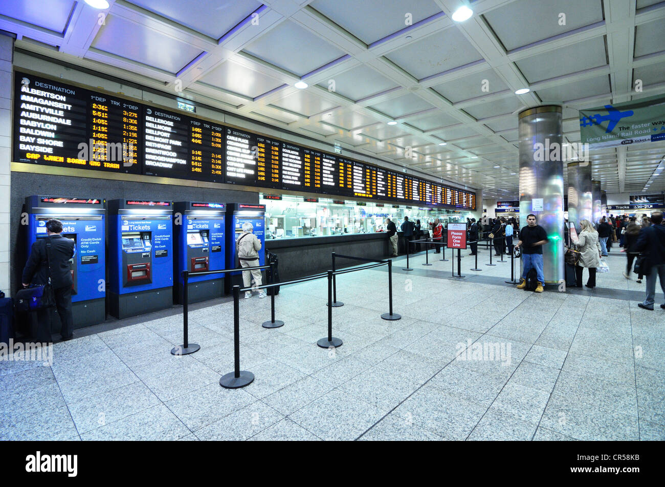 Penn Station ticket booths in New York City. Stock Photo
