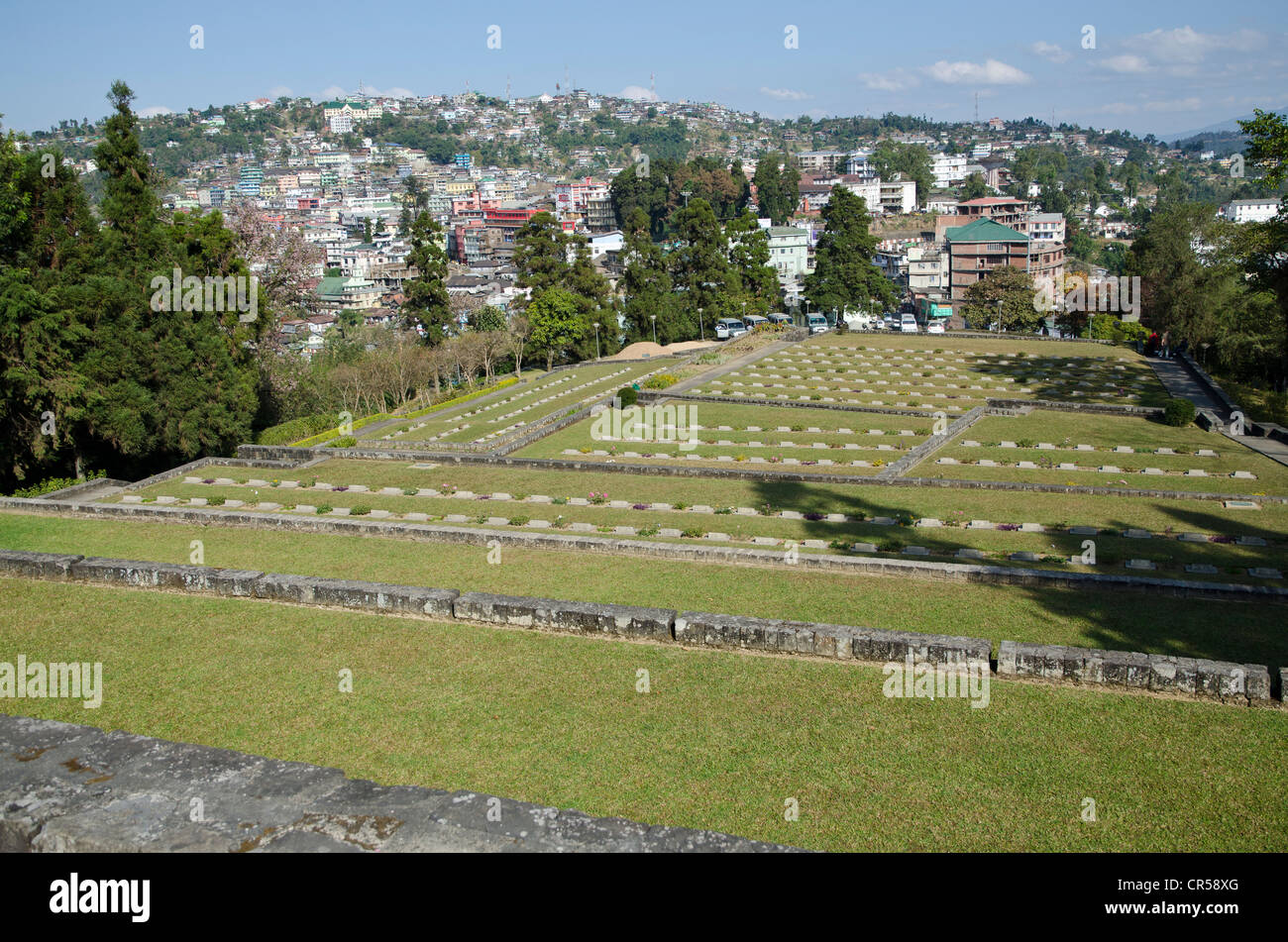 War cemetery on Garrison Hill, remains of a battle between the British allies and the Japanese during WW 2, , India, Asia Stock Photo