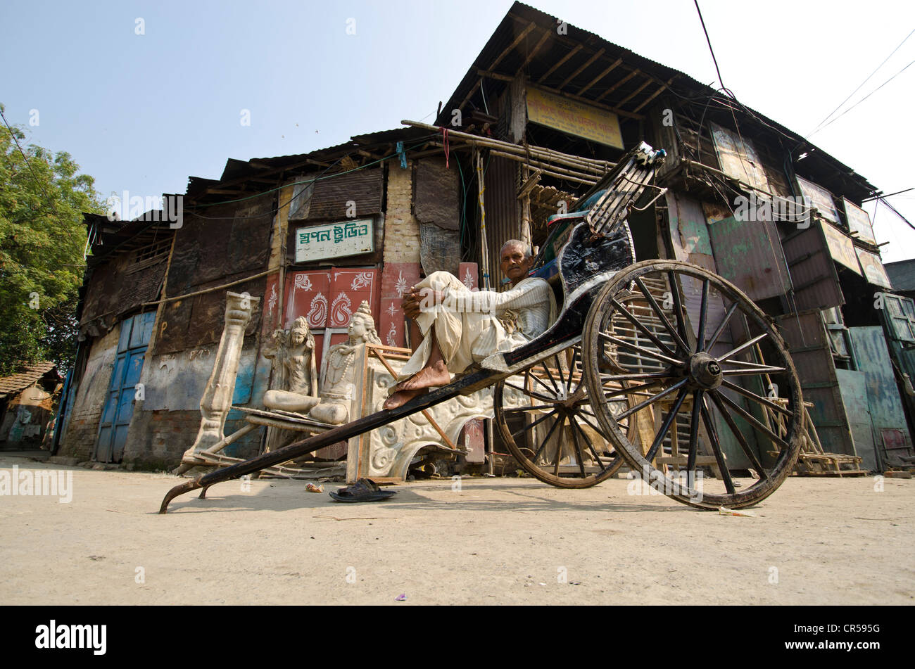 Hand-pulled rickshaw, Kolkata, West Bengal, India, Asia Stock Photo