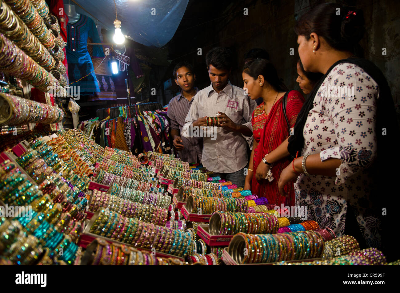 Bangles for sale at street market, Kolkata, West Bengal, India, Asia Stock Photo