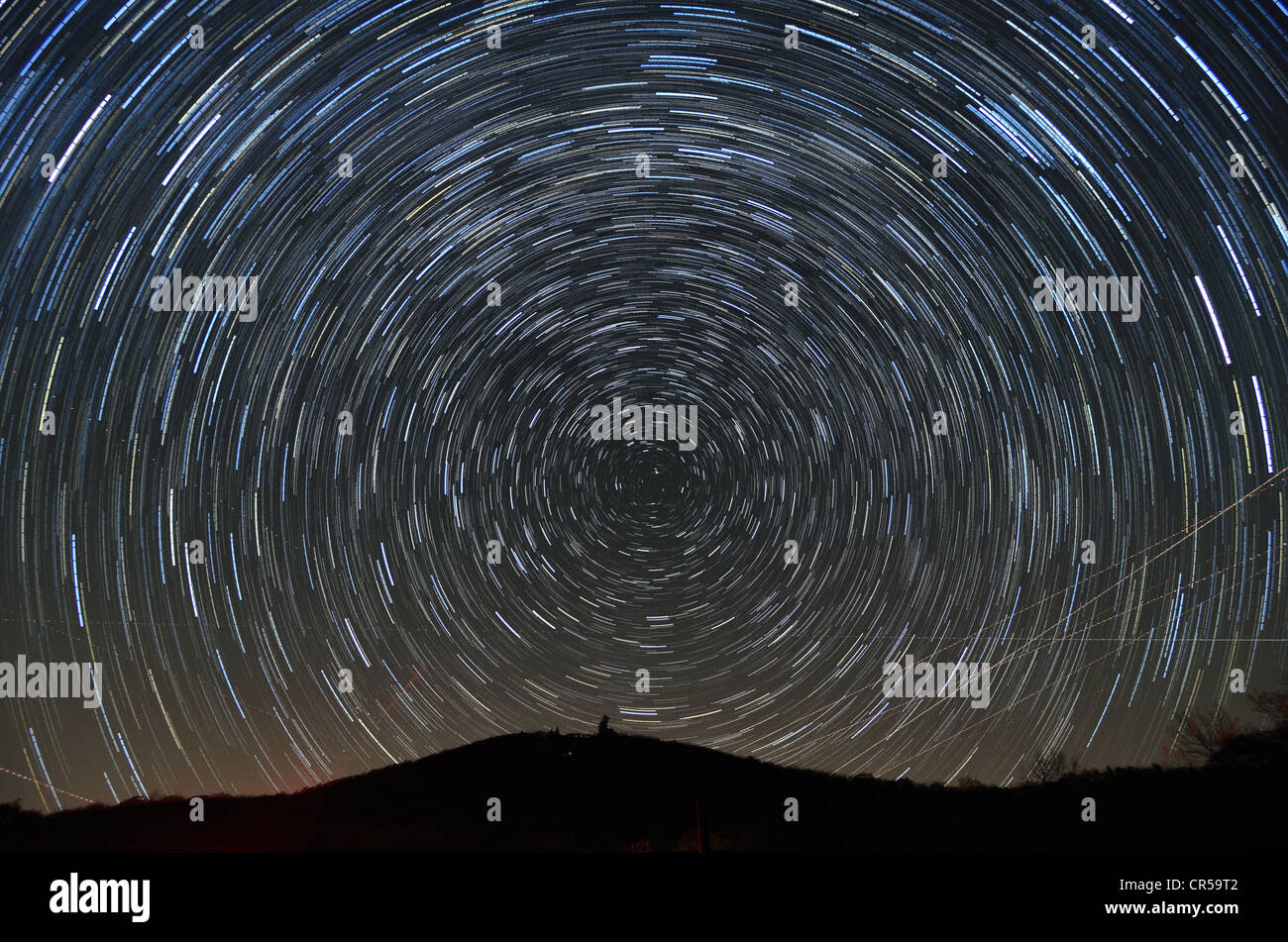 Star trails above Brasstown Bald, the highest elevation in the state of