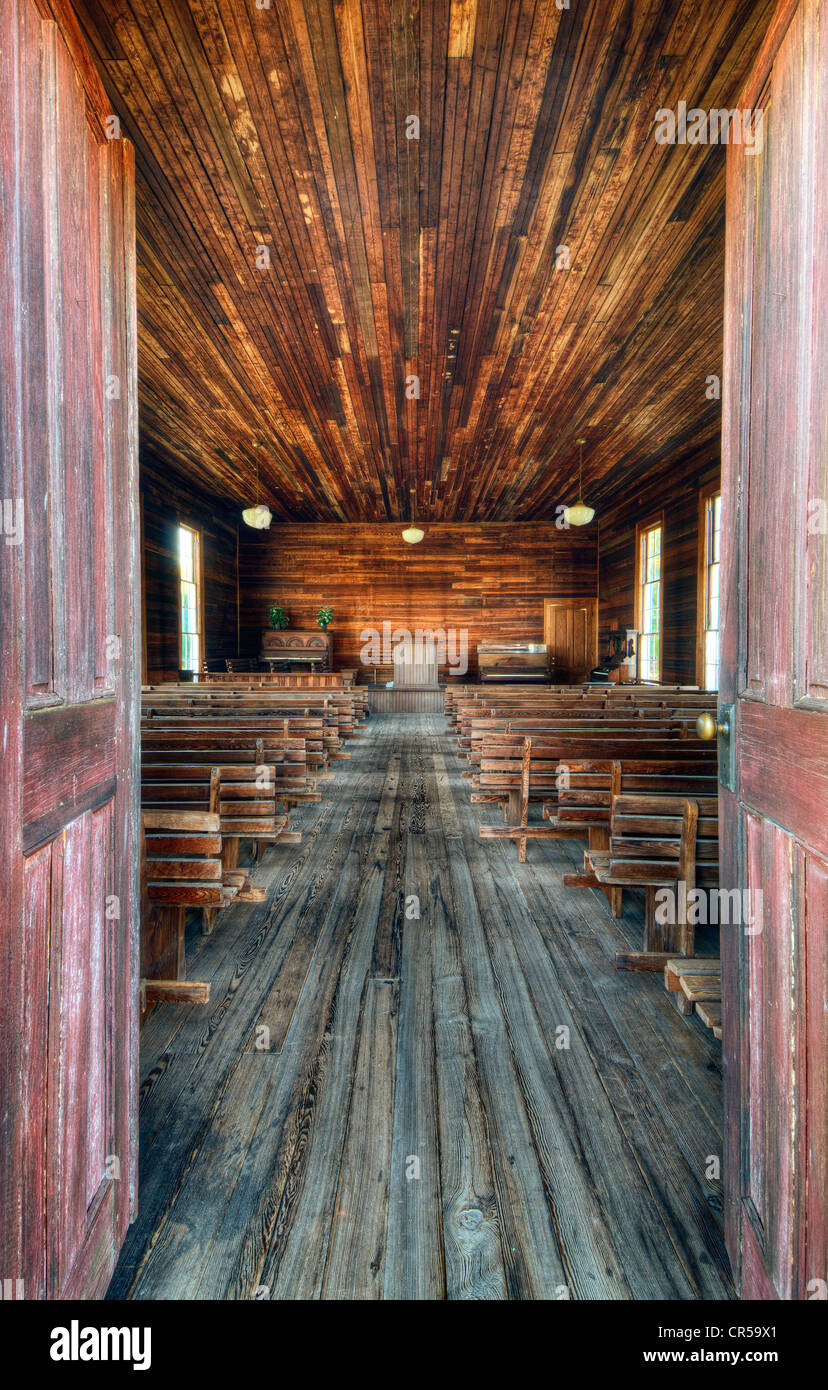 VIntage interior of an authentic early 19th century Chapel. Stock Photo