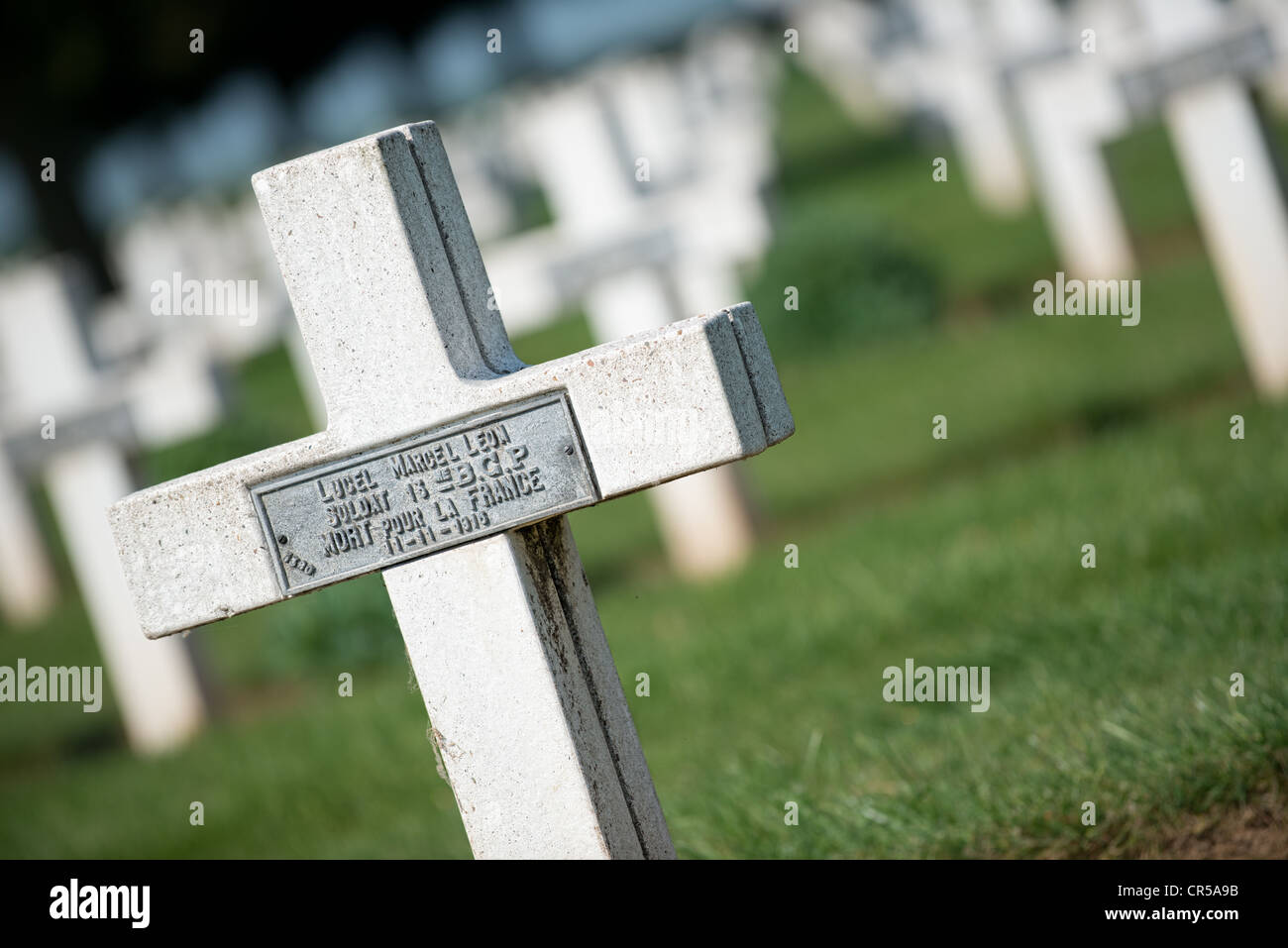 Headstone at a French WW1 cemetery Stock Photo