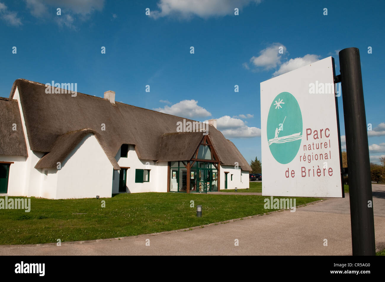 France, Loire Atlantique, Briere Regional Natural Park, Saint Joachim, information centre on Parc Regional de Briere on Fedrun Stock Photo