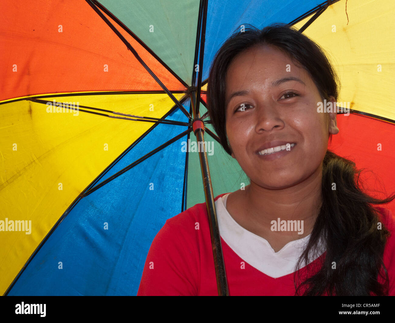Woman with a sunshade, Kathmandu, Nepal, South Asia Stock Photo