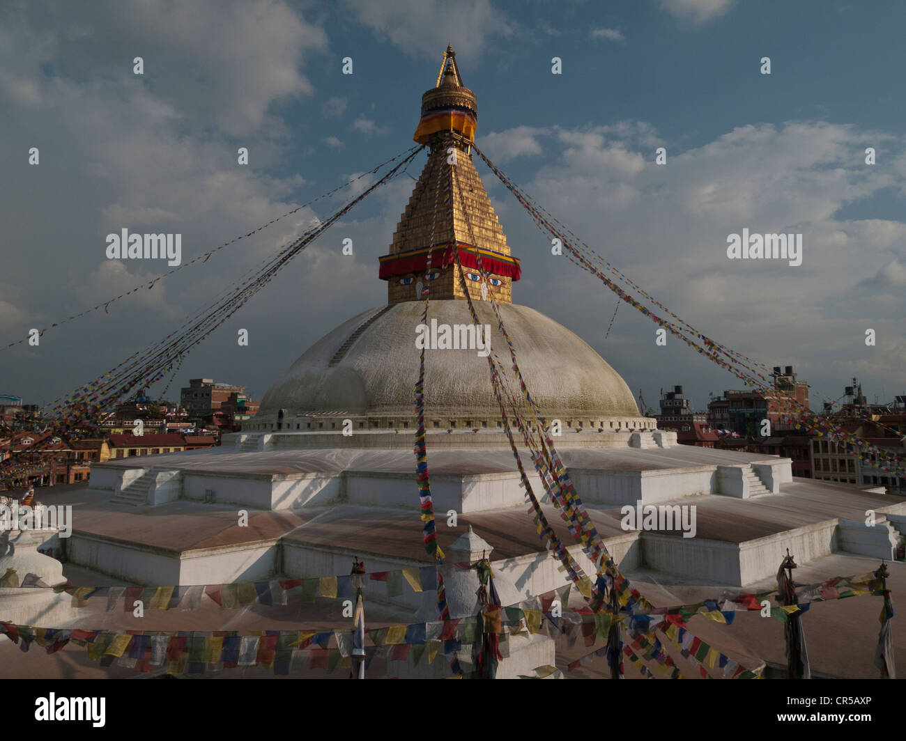 Boudnath stupa, the largest stupa in Nepal, contains the remains of Kasyapa, a Buddha before the Buddha Shakyamuni, , Nepal Stock Photo
