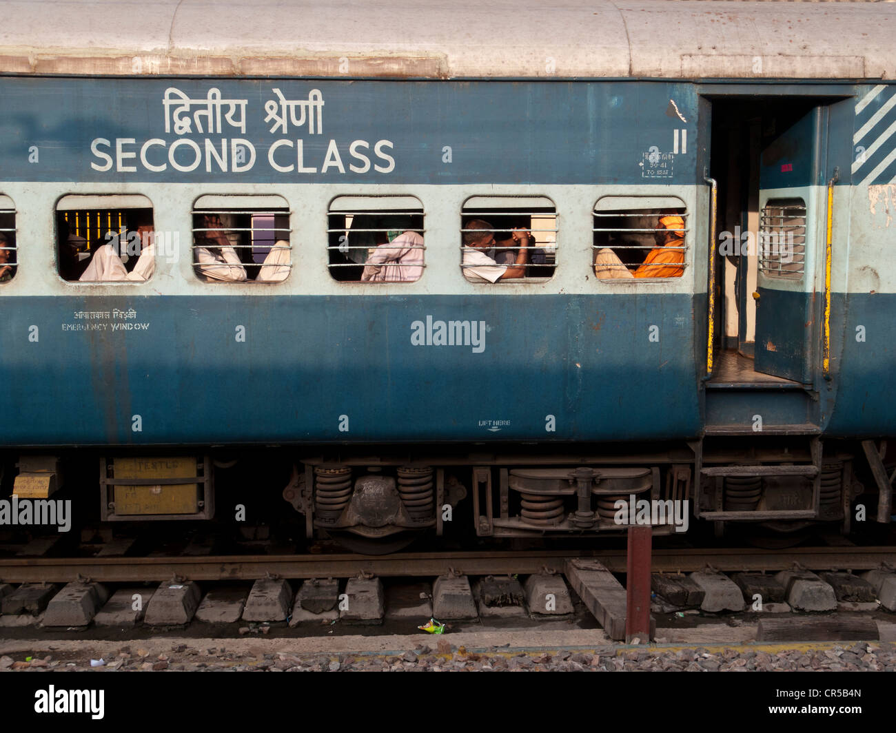 Heavily frequented train of the Indian Railways, New Delhi, India, Asia Stock Photo