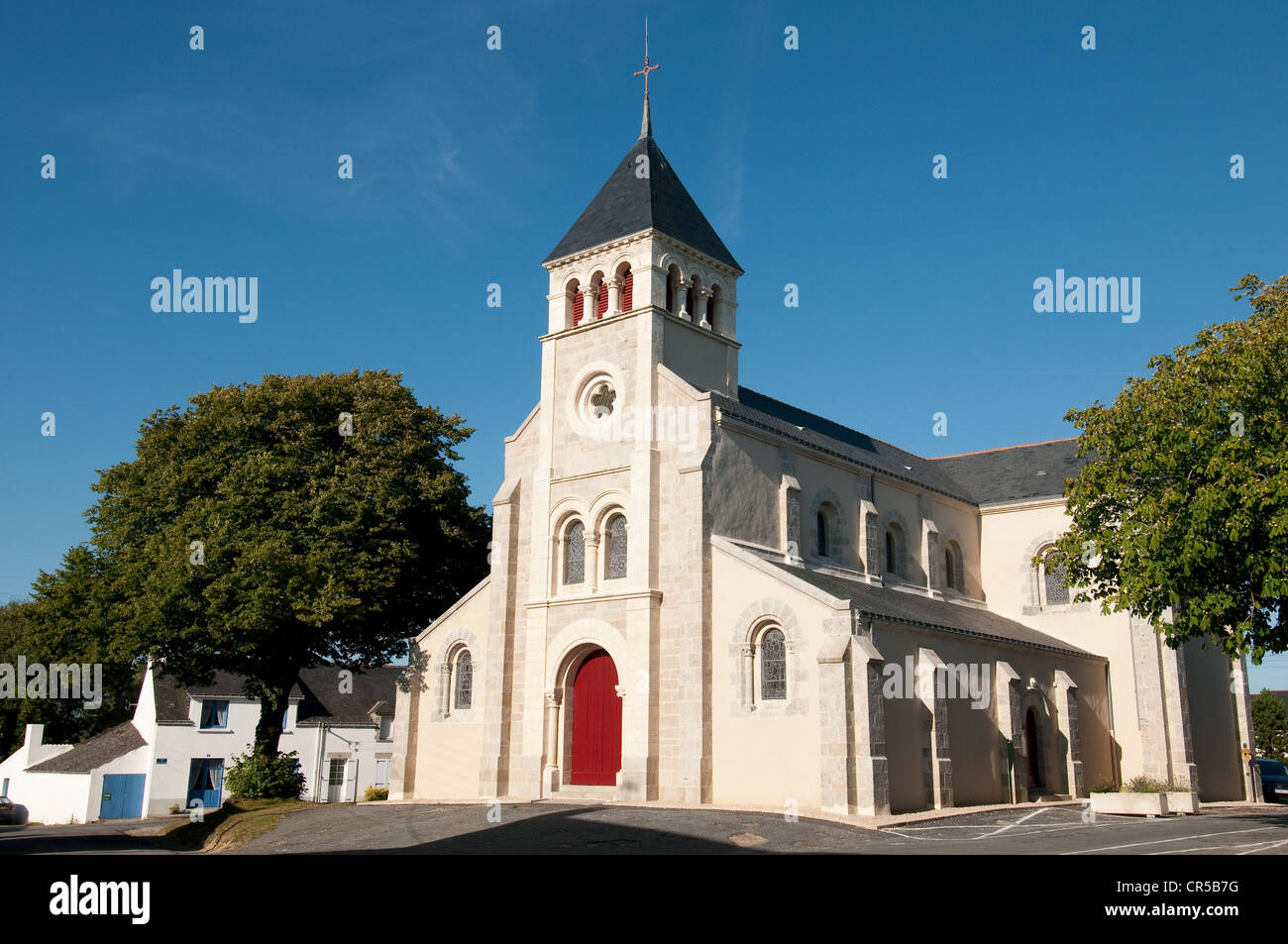 France, Loire Atlantique, Saint Molf, church in the village Stock Photo