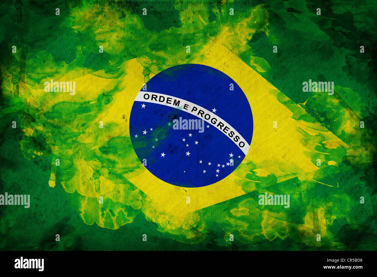 Grunge flag of Brasil, illustration is overlaying a grungy texture Stock Photo