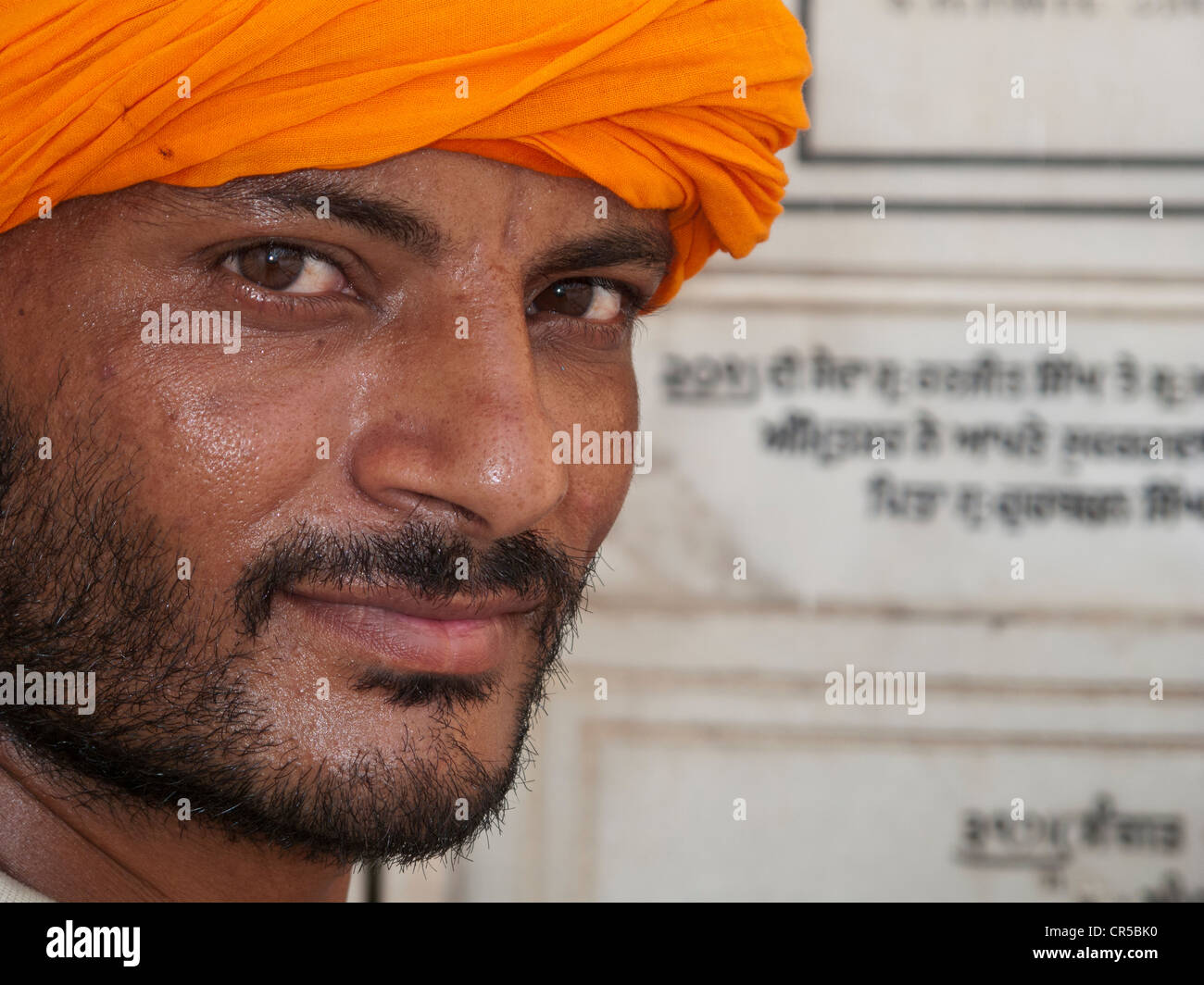 Sikh devotee from New Delhi visiting the Golden Temple, Amritsar, Punjab, India, Asia Stock Photo