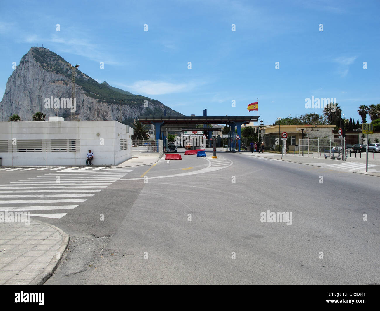 Border crossing between Spain and Gibraltar from the Spanish side Stock Photo