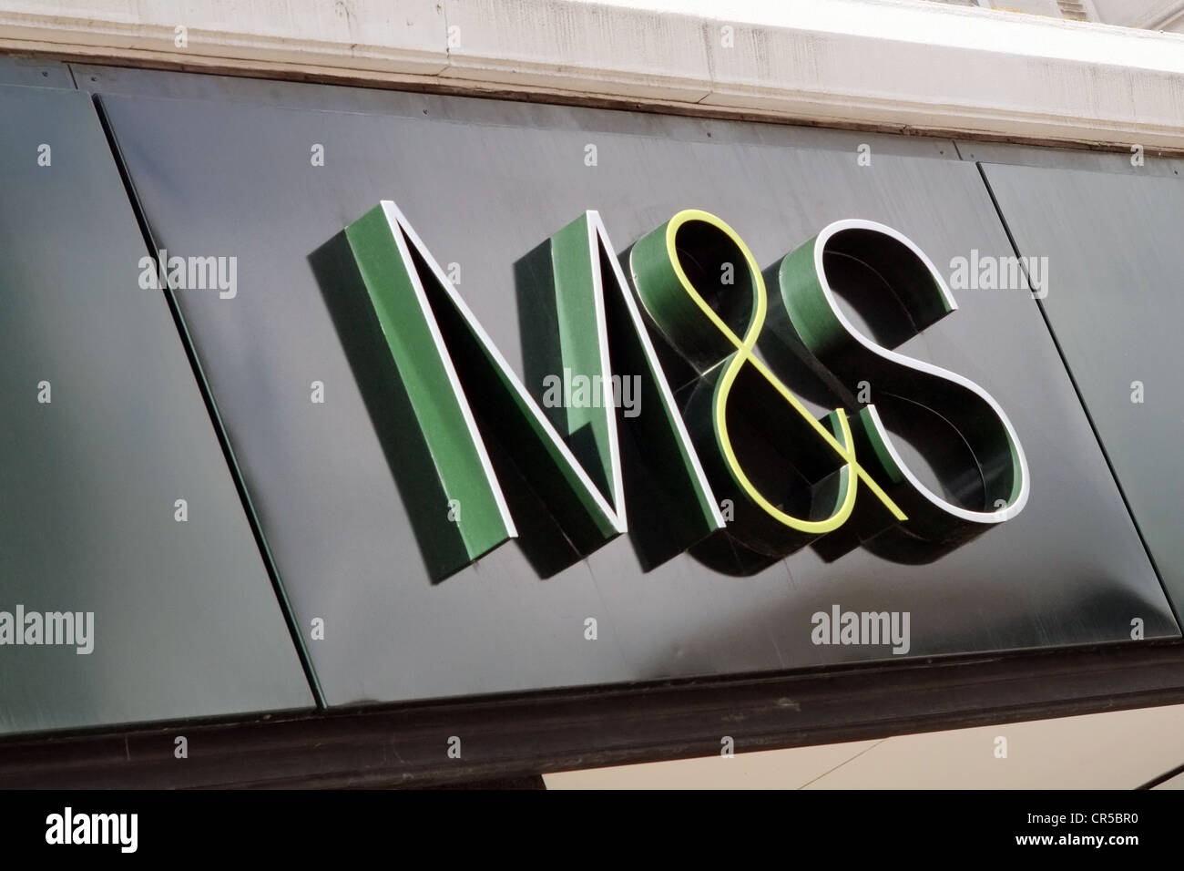 M&S sign outside a retail outlet Stock Photo