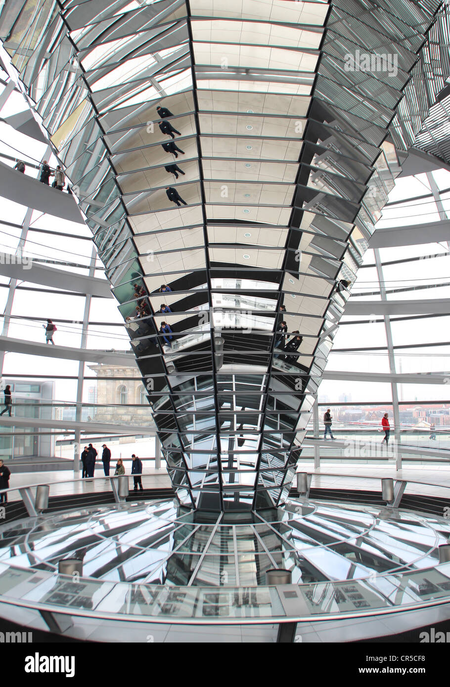 The steel and glass dome of the Reichstag building in Berlin, Germany