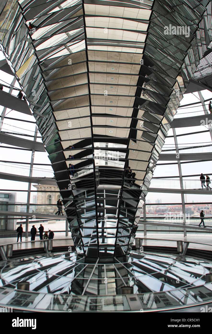 The steel and glass dome of the Reichstag building in Berlin, Germany ...