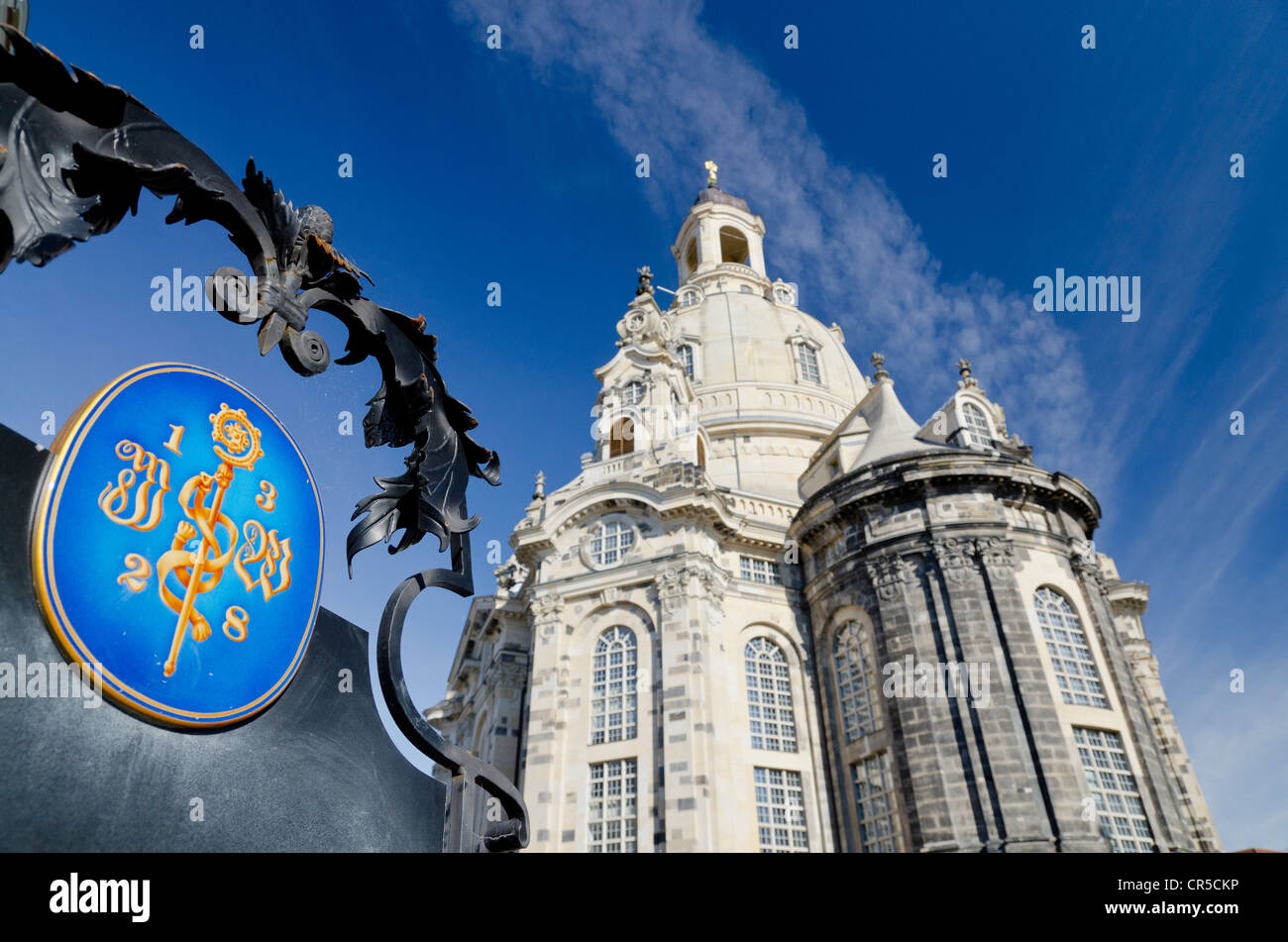 Detail of the rebuilt Frauenkirche church, as seen from southeast, Dresden, Saxony, Germany, Europe Stock Photo