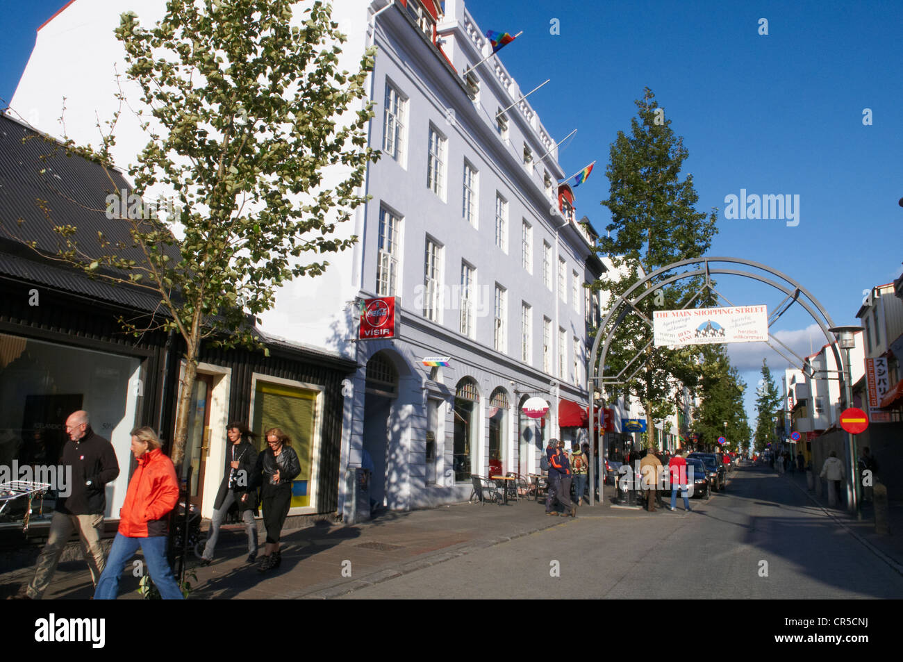 Iceland, Reykjavik, commercial street Bankastraeti Stock Photo