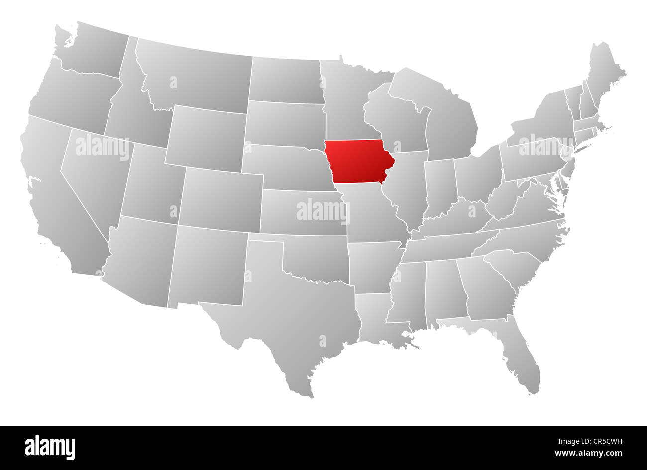 Political map of United States - Political Map Of United States With The Several States Where Iowa CR5CWH 