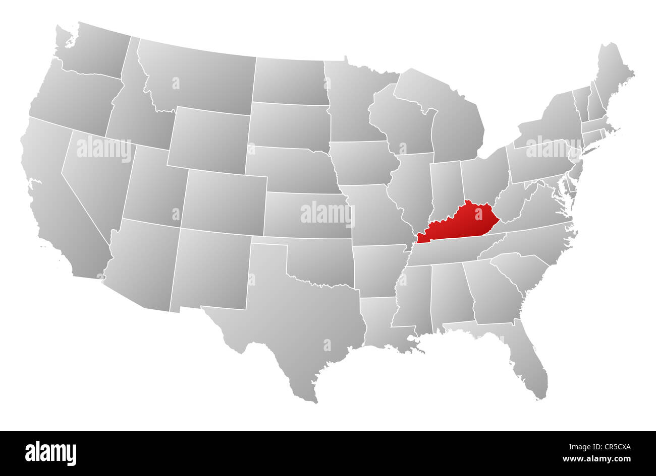 Kentucky On The Map Of The United States Political Map Of United States With The Several States Where Kentucky Is  Highlighted Stock Photo - Alamy