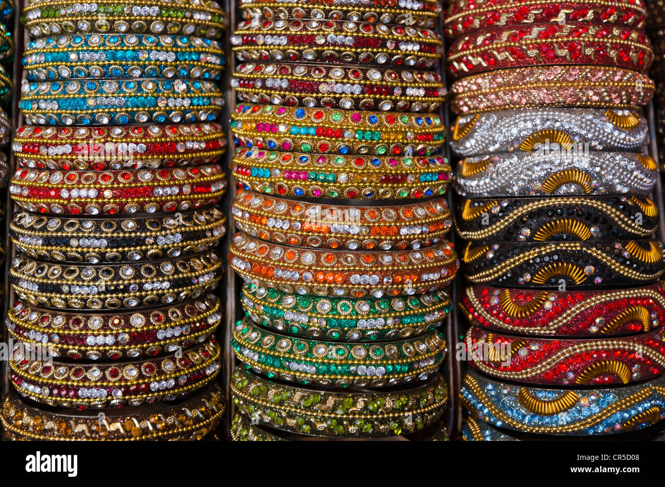 Indian glass bangles and Indian bangles, have a mythical meaning, Kolkata, West Bengal, India, Asia Stock Photo