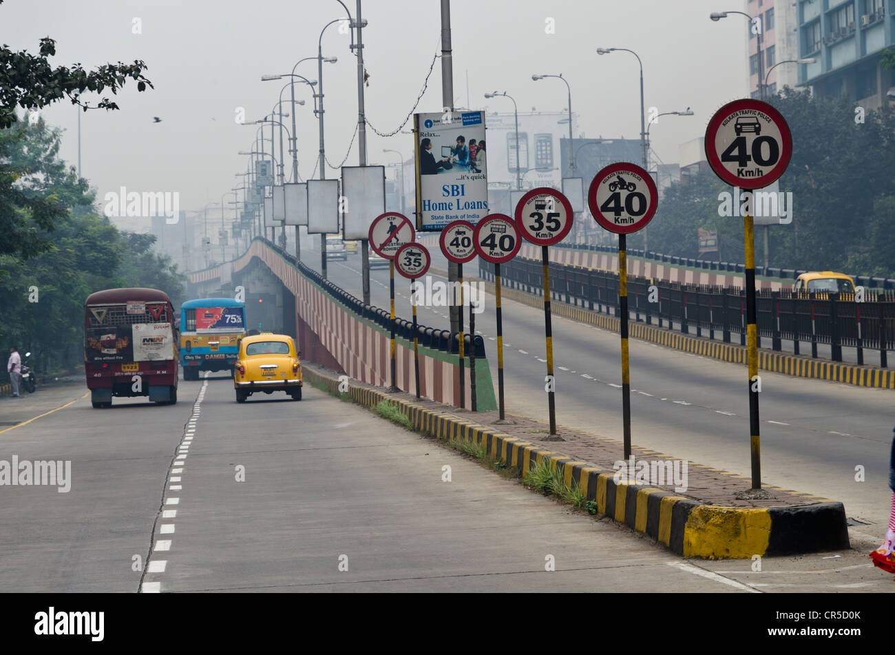 Funny signposts at a main Kolkata road, West Bengal, India, Asia Stock Photo