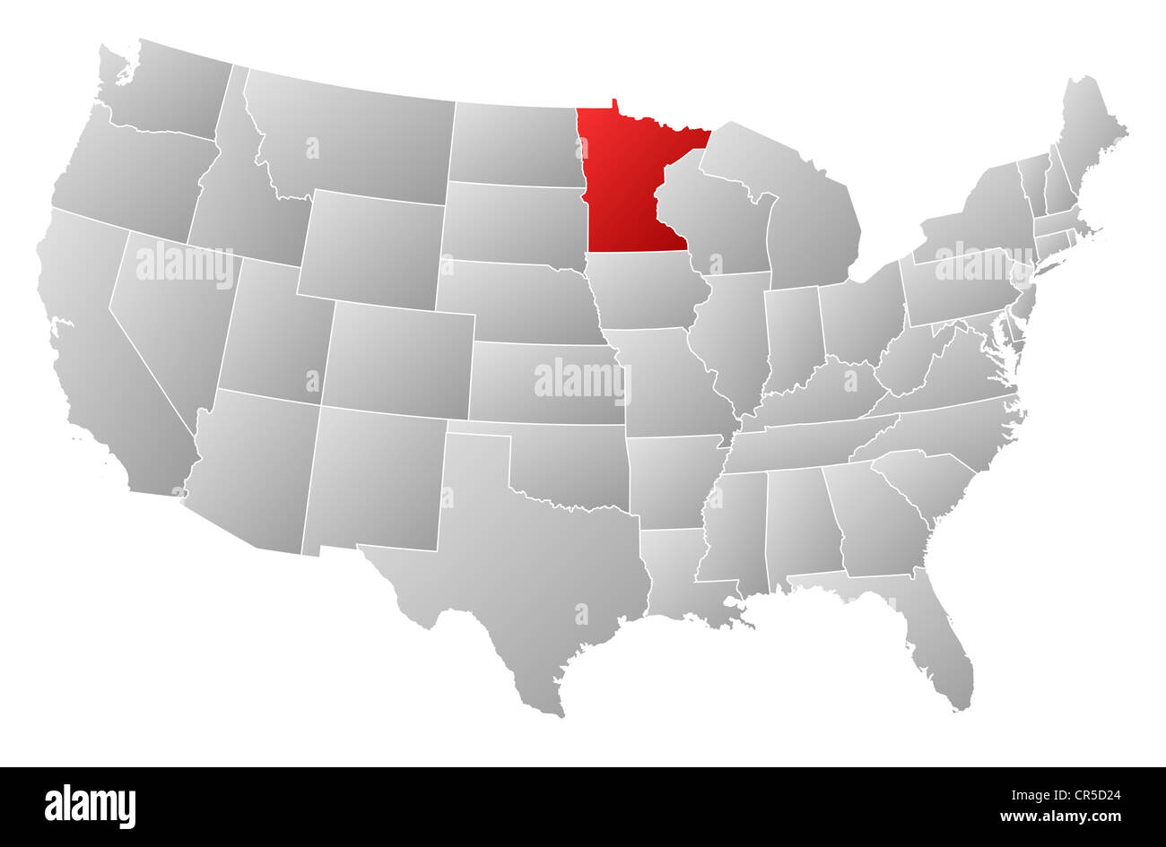 Political map of United States with the several states where Minnesota ...