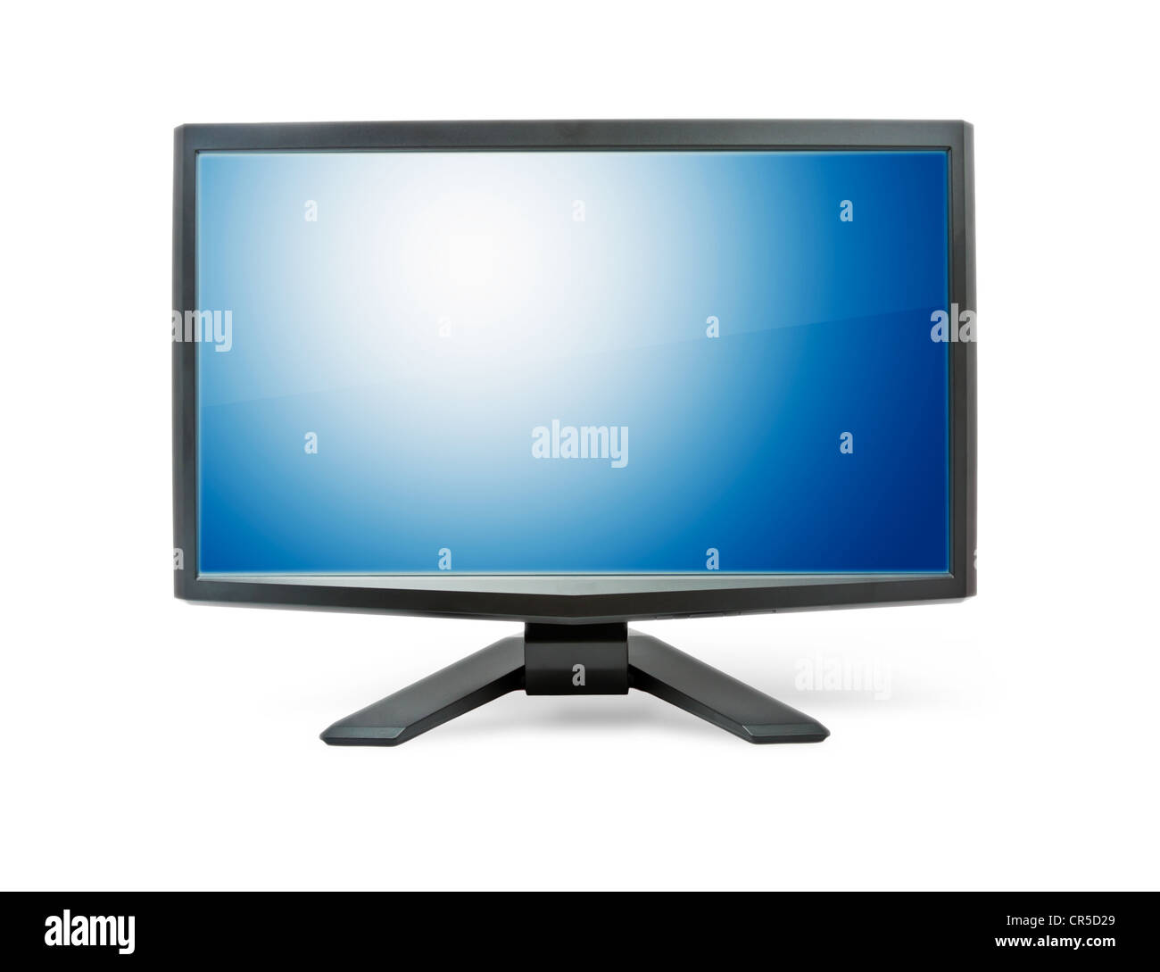 Computer monitor with blue flat wide screen isolated on white Stock Photo