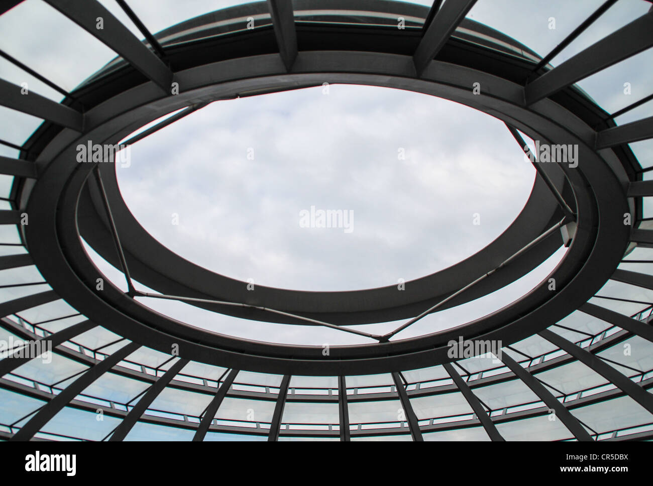 The steel and glass dome of the Reichstag building in Berlin, Germany