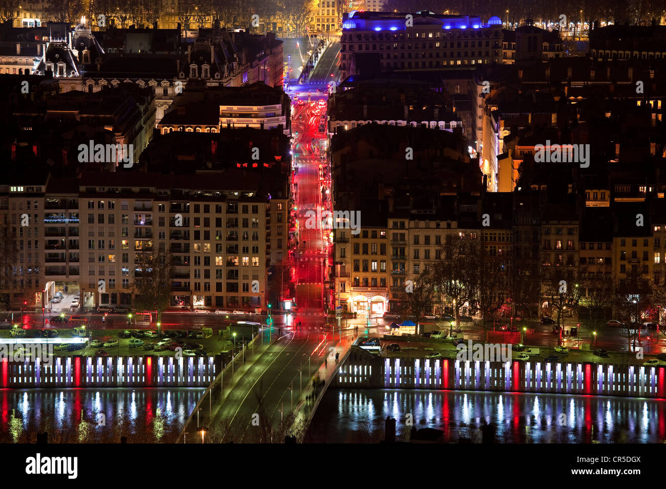 France, Rhone, Lyon, le Cours Lafayette during the Fete des Lumieres (Light Festival) Stock Photo