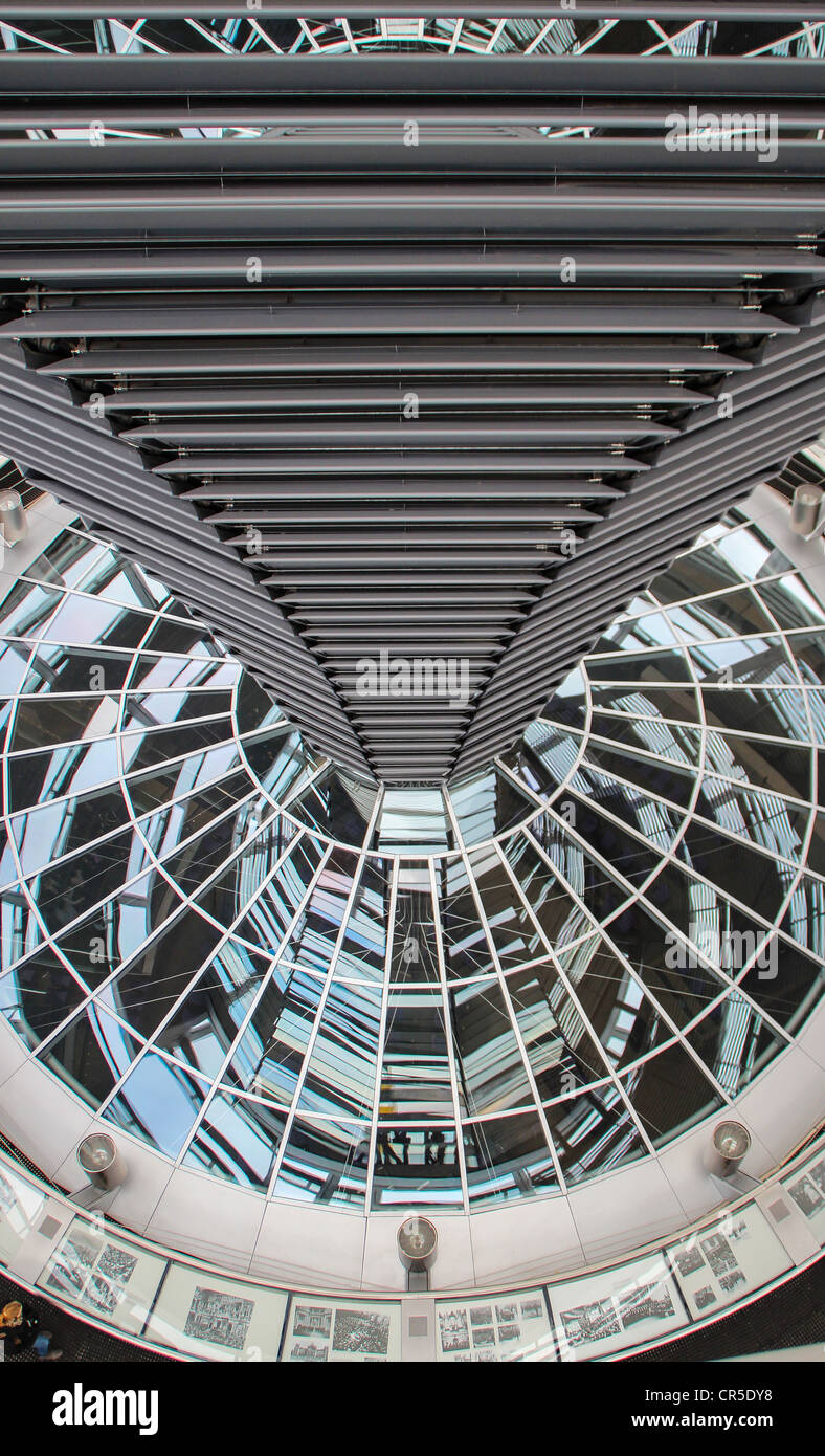 The steel and glass dome of the Reichstag building in Berlin, Germany ...