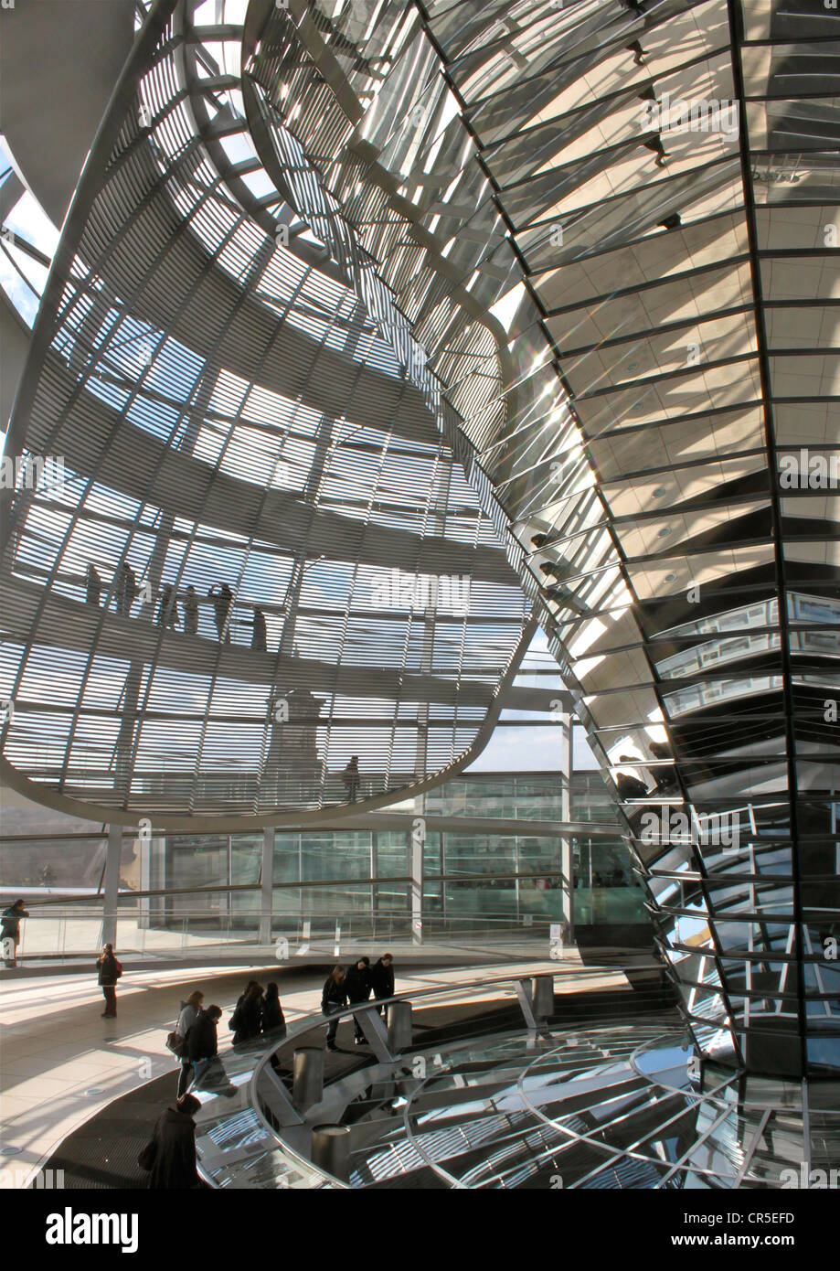 The steel and glass dome of the Reichstag building in Berlin, Germany ...
