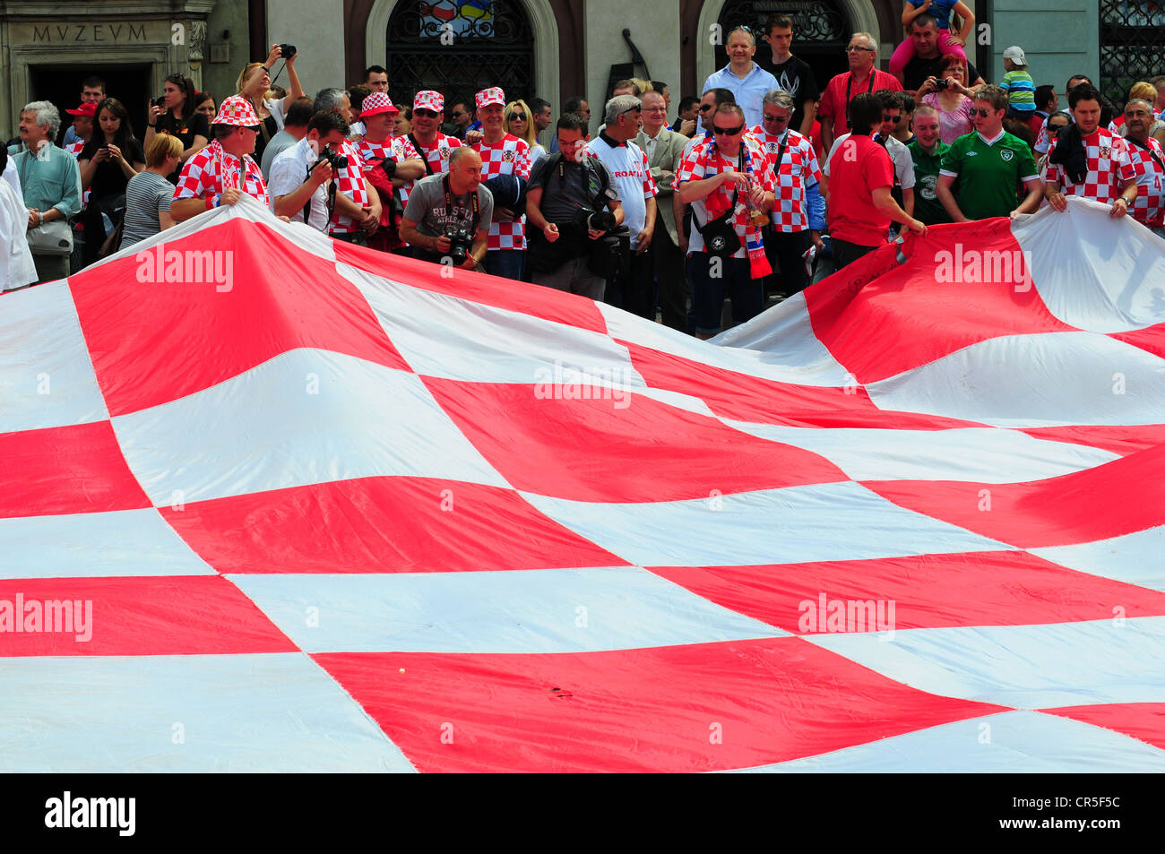 Croatian fans at Euro 2012, Poznan, Poland Stock Photo
