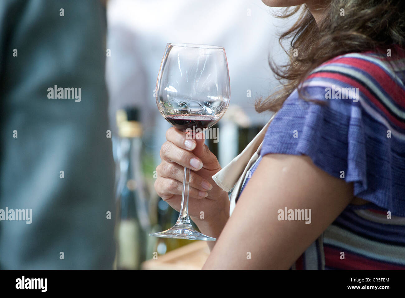 Woman holding glass of wine hi-res stock photography and images - Alamy