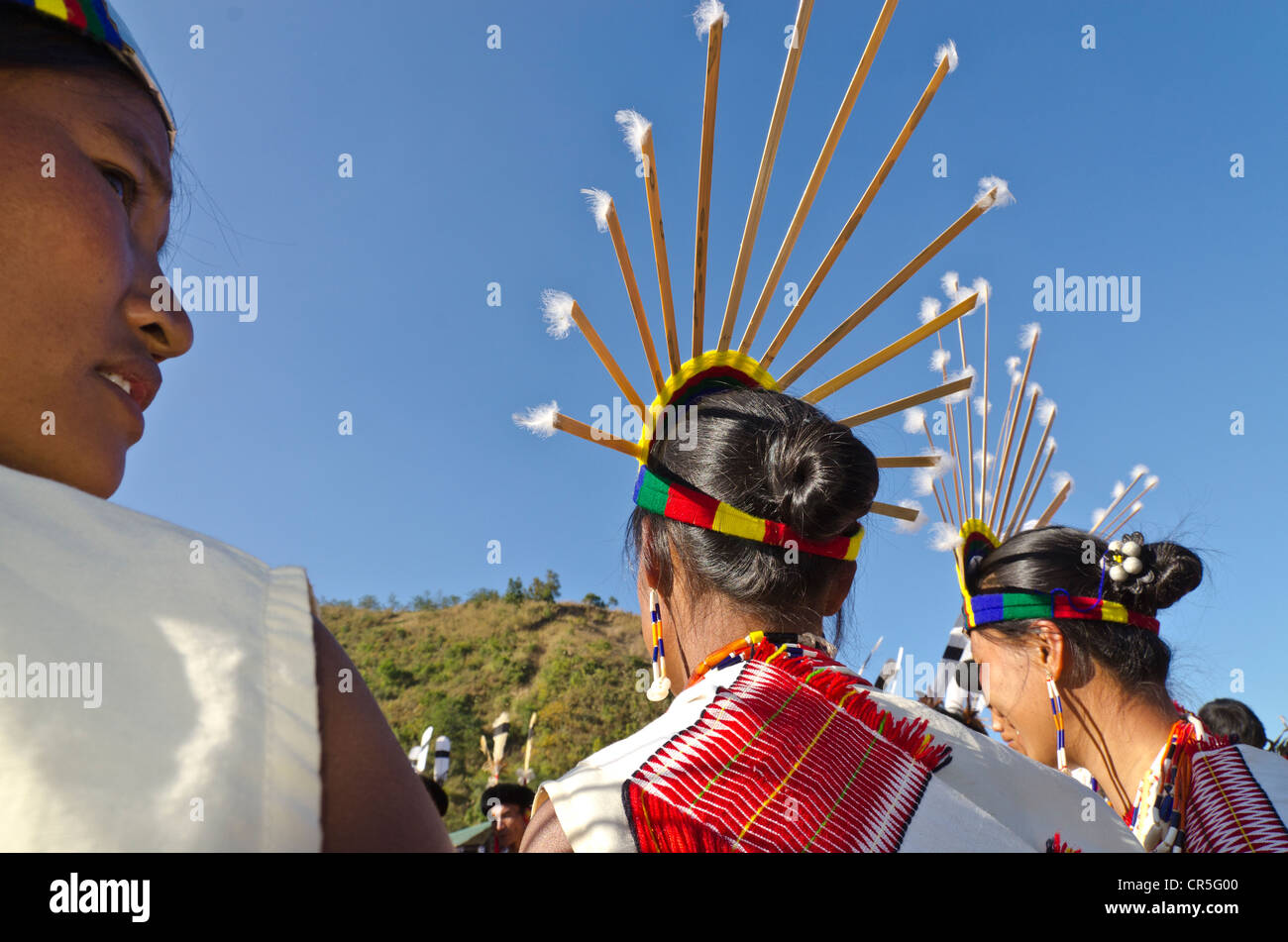 People of the Hipa tribe with traditional dress, Kohima, Nagaland, India, Asia Stock Photo
