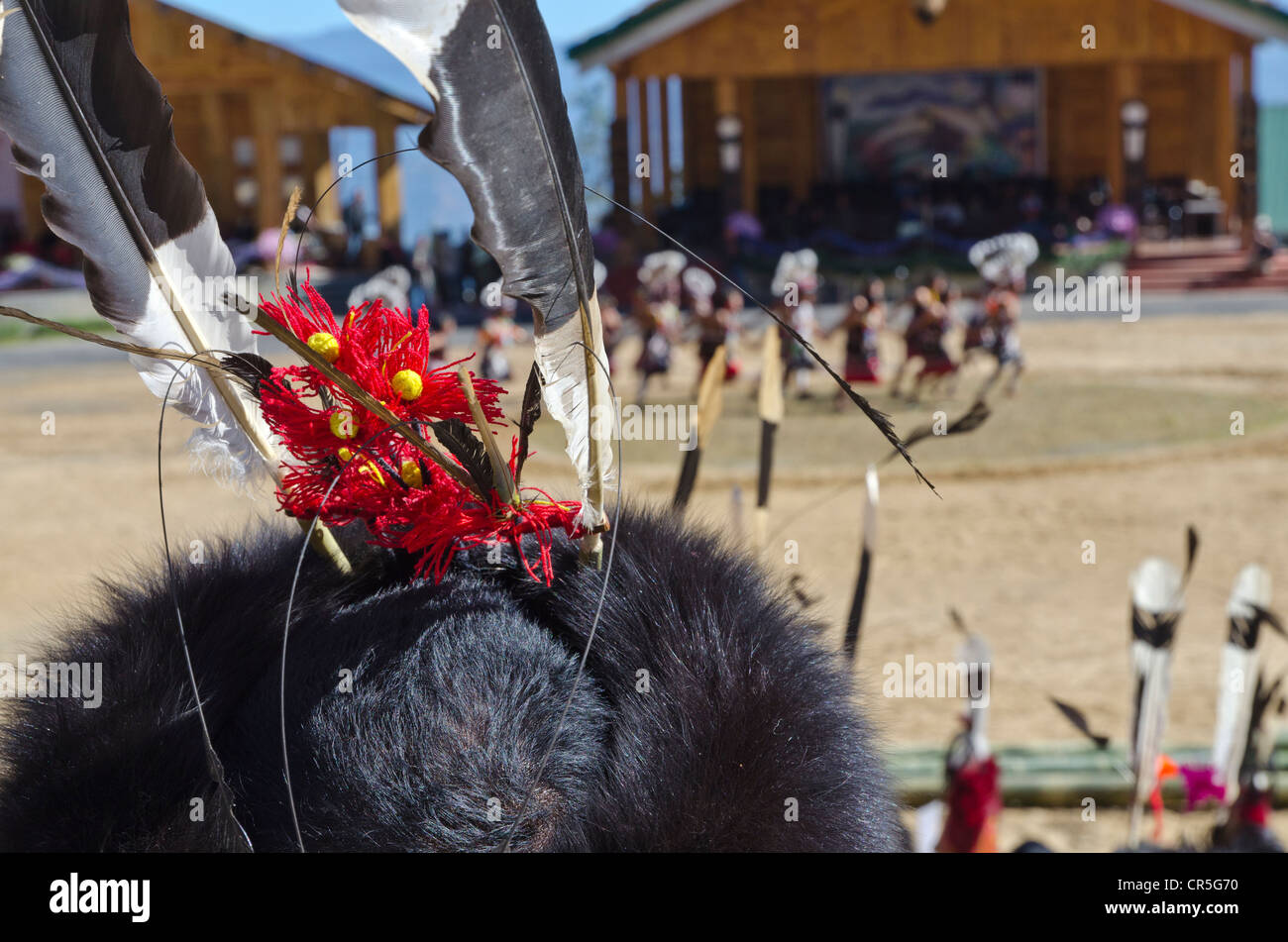 Man in tribal dress at the annual Hornbill Festival in Kohima, India, Asia Stock Photo