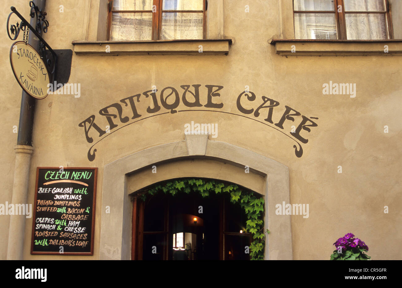 Cafe entrance, Prague, Czech Republic Stock Photo - Alamy
