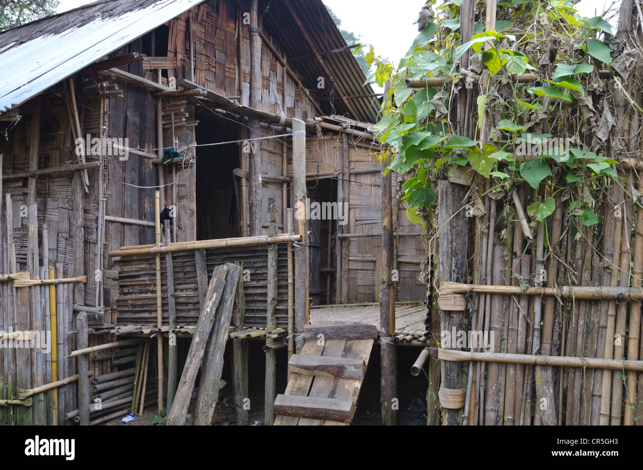 Traditional house of the Apatani tribe in Hong village in the hills of