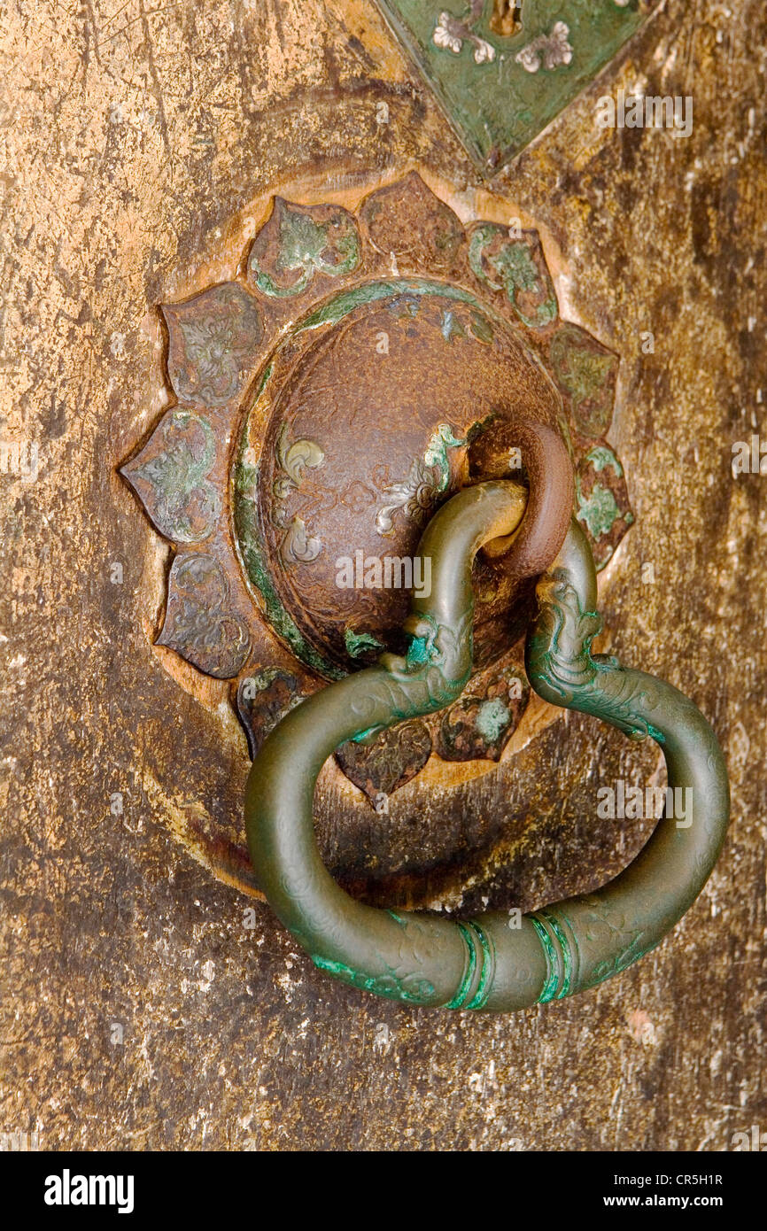 Door handle on entrance to Devana Alut Viharaya Cave, Dambulla, Central